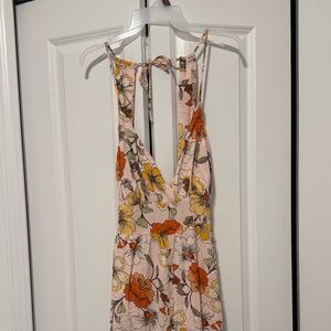 Floral Jumpsuit with Orange Accents